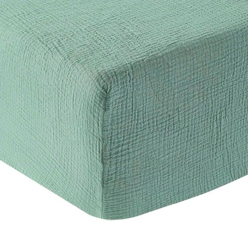 Drap Housse Gaze De Coton Celadon 90x190 Cm