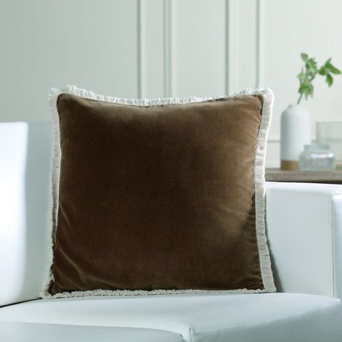 Housse De Coussin Velours De Coton Brun Chêne 50x50