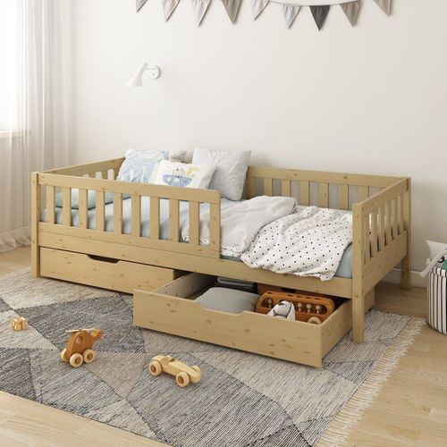 Lit Banquette Avec Tiroirs Pin Massif Coloris Naturel 90x200