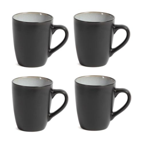 4 Tasses Céramique Grise 330 Ml