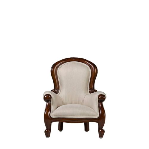 Fauteuil Baby En Bois D'acajou Marron Et Polyester Blanc