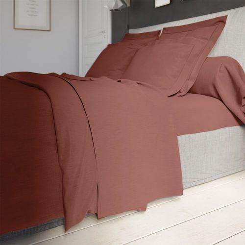 Drap Housse Percale Brique 140x190 Cm