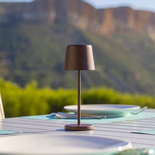 Mini Lampe De Table Aluminium Marron H22cm