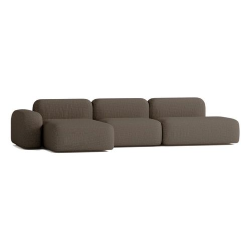 Canapé D'angle Modulable 5 Places En Tissu Marron