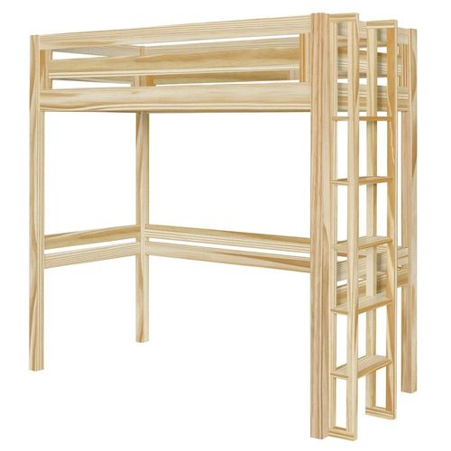 Pack Lit Mezzanine 2 Places Avec Matelas Bois Massif 120x190 Cm