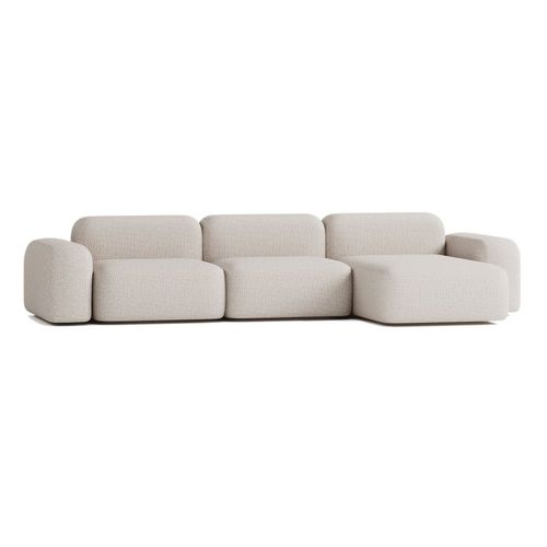 Canapé D'angle 5 Places En Tissu Beige