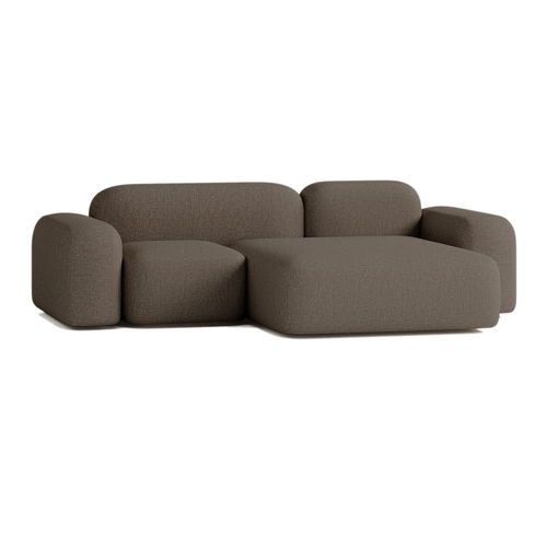 Canapé D'angle Modulable 3 Places Tissu Marron