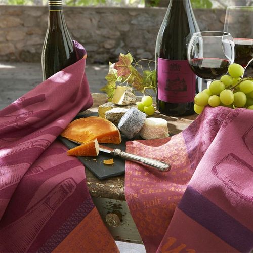 Torchon En Jacquard De Coton Violet 50x75