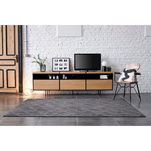 Meuble Tv Bas Moderne En Bois Et Métal 3 Portes L220