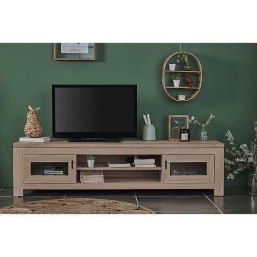 Meuble Tv Bas Moderne En Chêne Blanchi L180