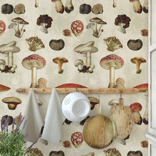 Papier Peint Champignons,papier écologique fin,200x280cm,8 feuilles