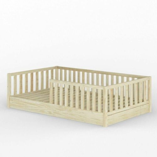 Pack Lit Enfant Montessori Avec Matelas Bois Massif 90x190 Cm