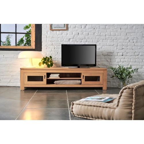 Meuble Tv Bas Moderne En Chêne Clair L180