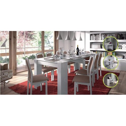 Table Console À Rallonge Effet Bois Blanc Brillant 90x51 Cm