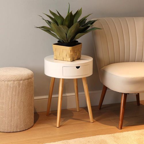 Table D'appoint Moderne En Aggloméré Imitation Bois Blanc