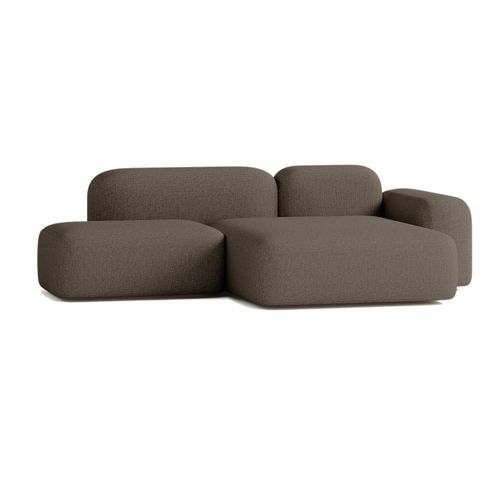 Canapé D'angle Modulable 3 Places Tissu Marron
