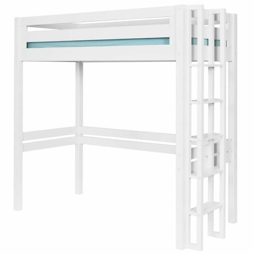Lit Mezzanine 2 Places Bois Massif Blanc 120x190 Cm