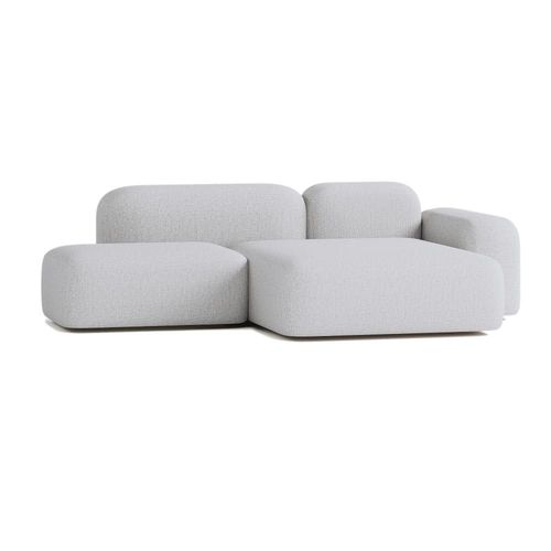 Canapé D'angle Modulable 3 Places Tissu Gris Clair