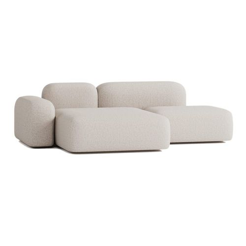 Canapé D'angle Modulable 3 Places Tissu Beige