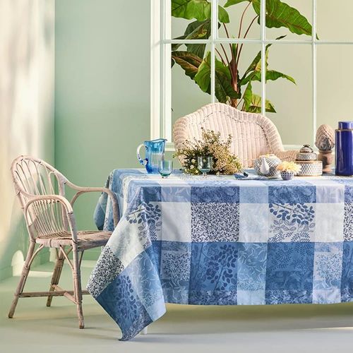 Nappe Carrée Pur Coton Bleu 115x115 Cm