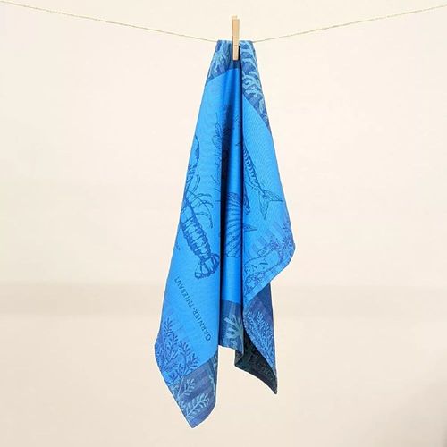 Torchon Pur Coton Bleu 56x77 Cm