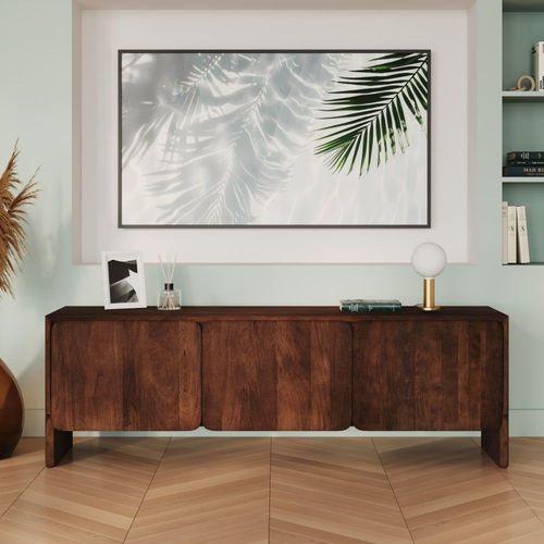 Meuble Tv En Bois De Manguier 3 Portes 150 Cm