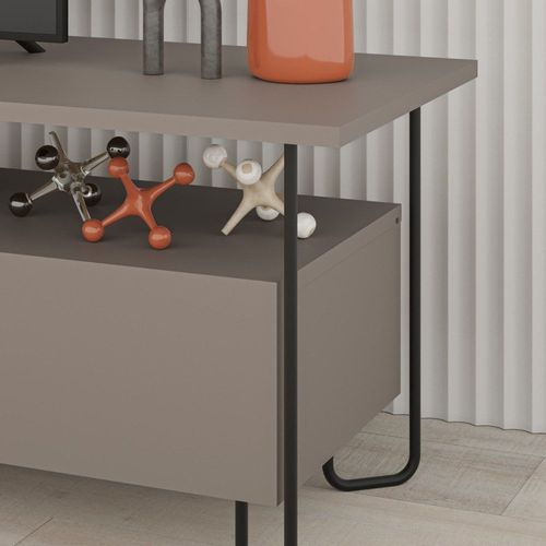Meuble Tv 2 Portes Avec Pieds En Métal L150 Cm - Taupe