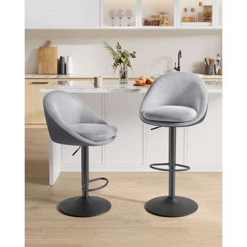 Tabouret De Bar Lot De 2 Pivotant À 360° Acier Gris Tourterelle