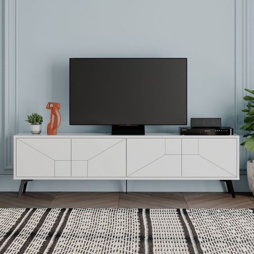 Meuble Tv 4 Portes - L180 Cm - Blanc