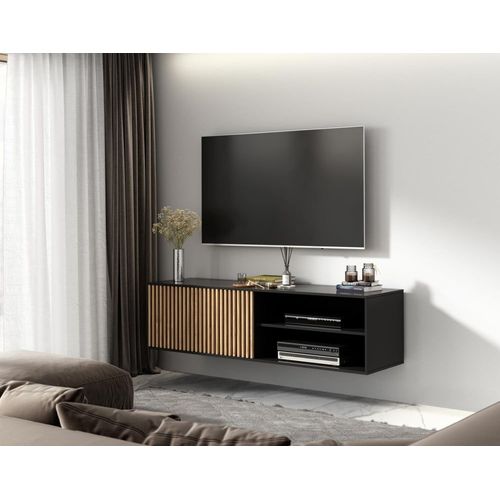 Meuble Tv Style Contemporain 150 Cm Bois / Noir