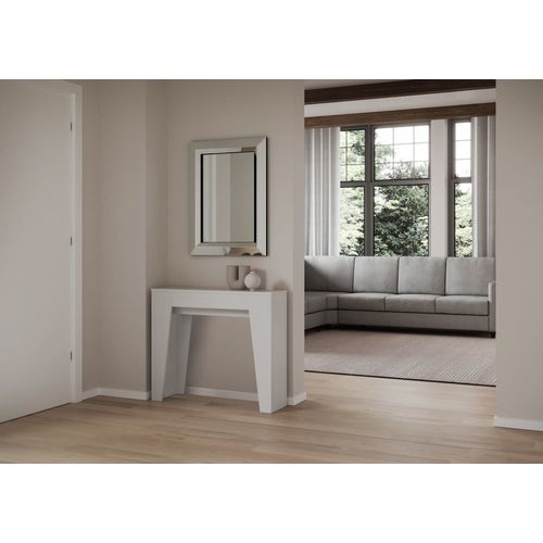 Console Extensible 90x25/181 Cm Effet Bois Frêne Blanc