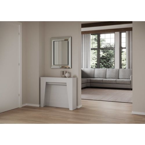 Console Extensible 90x25/211 Cm Effet Bois Frêne Blanc
