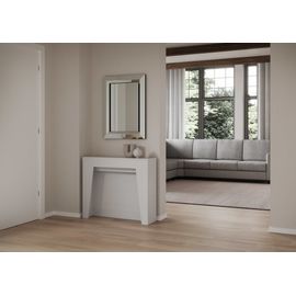 Console Extensible 90x25/211 Cm Effet Bois Frêne Blanc