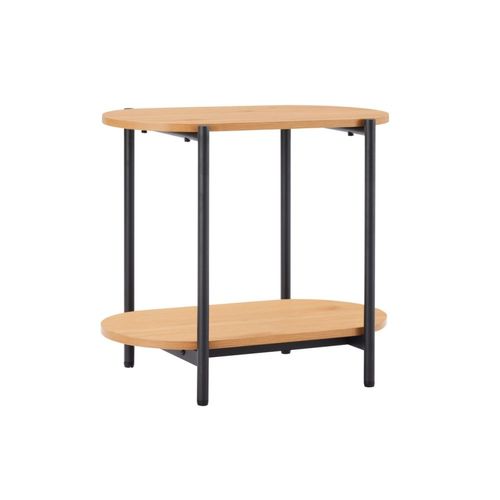 Table D'appoint Finition Chêne Et Pieds Métal Noirs - 60x34 Cm - Bois