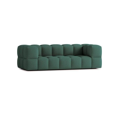 Canapé Droit 4 Places En Tissu Bouclette Vert Foncé
