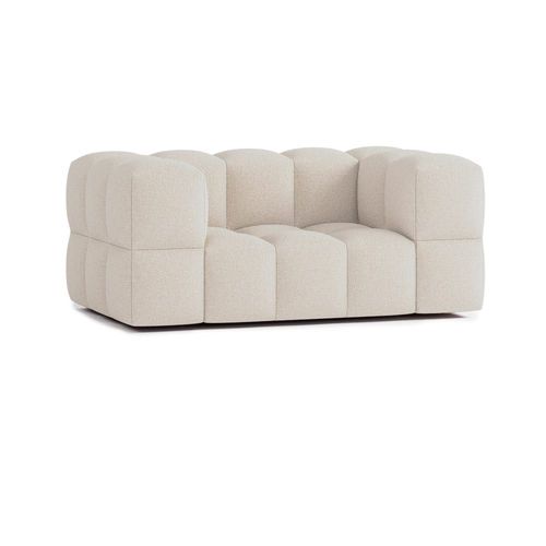 Canapé Droit 2 Places En Tissu Bouclette Beige