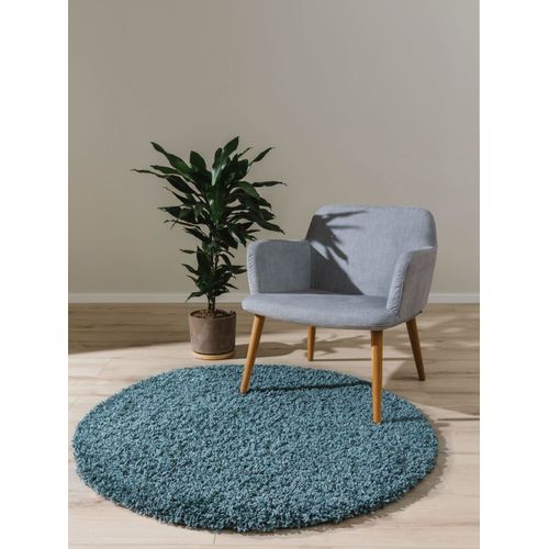 Tapis À Poils Longs Bleu D 160 Rond