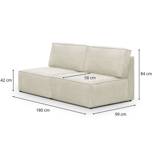 Module Canapé 2 Places En Velours Côtelé Beige