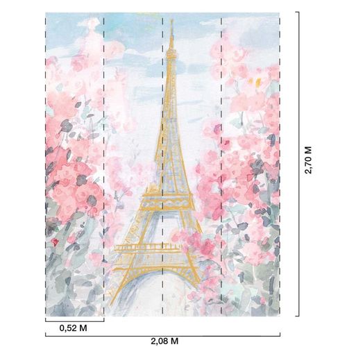 Papier peint tour eiffel en aquarelle 208x270 cm