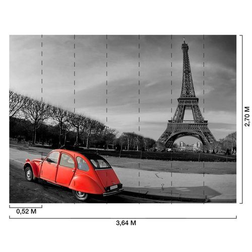 Papier peint 2 cv devant la tour Eiffel 364x270 cm