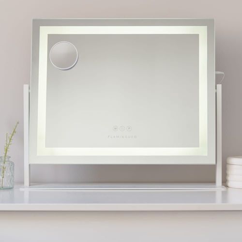Miroir Lumineux Bande LED Réglable Métal 58x54x12cm Blanc