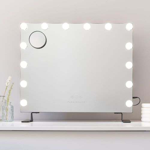 Miroir Maquillage Lumineux 14 LED Métal 58x51x15cm Noir