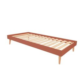 Lit Enfant Avec Pieds Bois Massif Terracotta 90x190 Cm