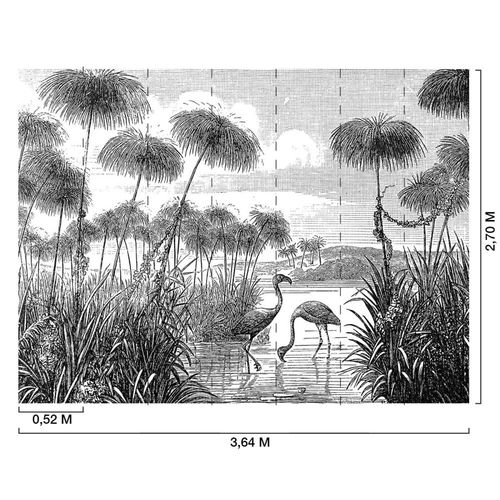 Papier peint hérons cendrés dans la campagne 364x270 cm