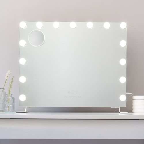 Miroir Maquillage Lumineux 14 LED Métal 58x51x15cm Blanc