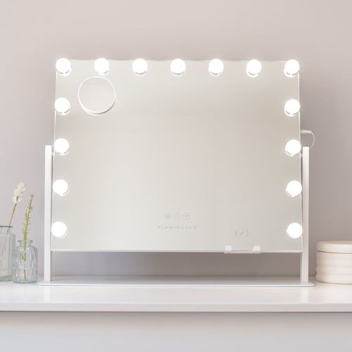 Miroir Lumineux 15 LED Réglable Métal 64x54,5x12cm Blanc