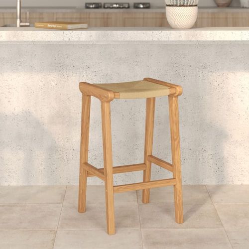 Tabouret Pour Ilot Central 68 Cm En Teck Et Rotin