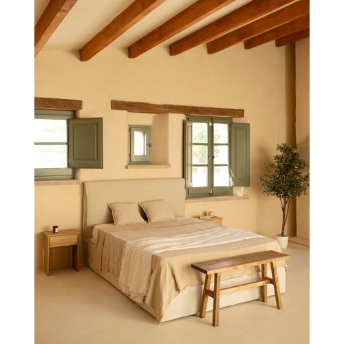 Canapé En Lin Beige Déhoussable Pour Les Matelas 160x200cm