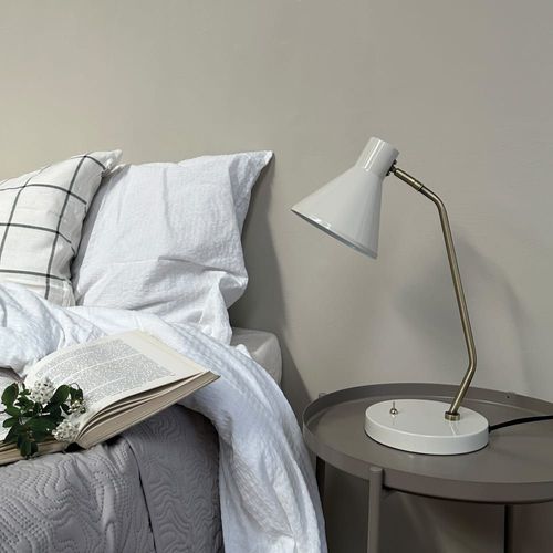 Lampe À Poser En Métal Crème Blanc / Laiton