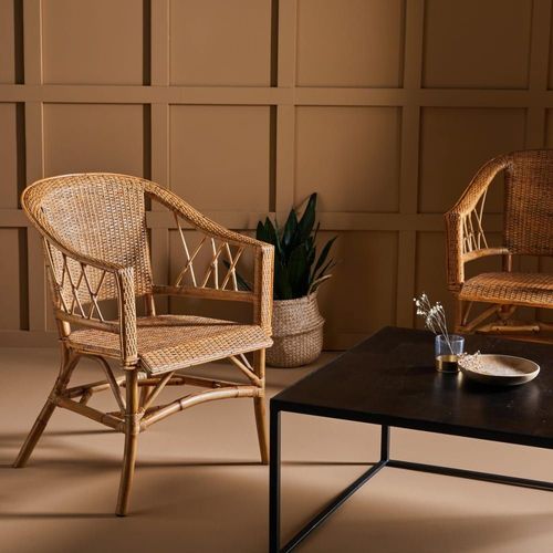 Fauteuil En Rotin Esprit Bohème - L58 Cm